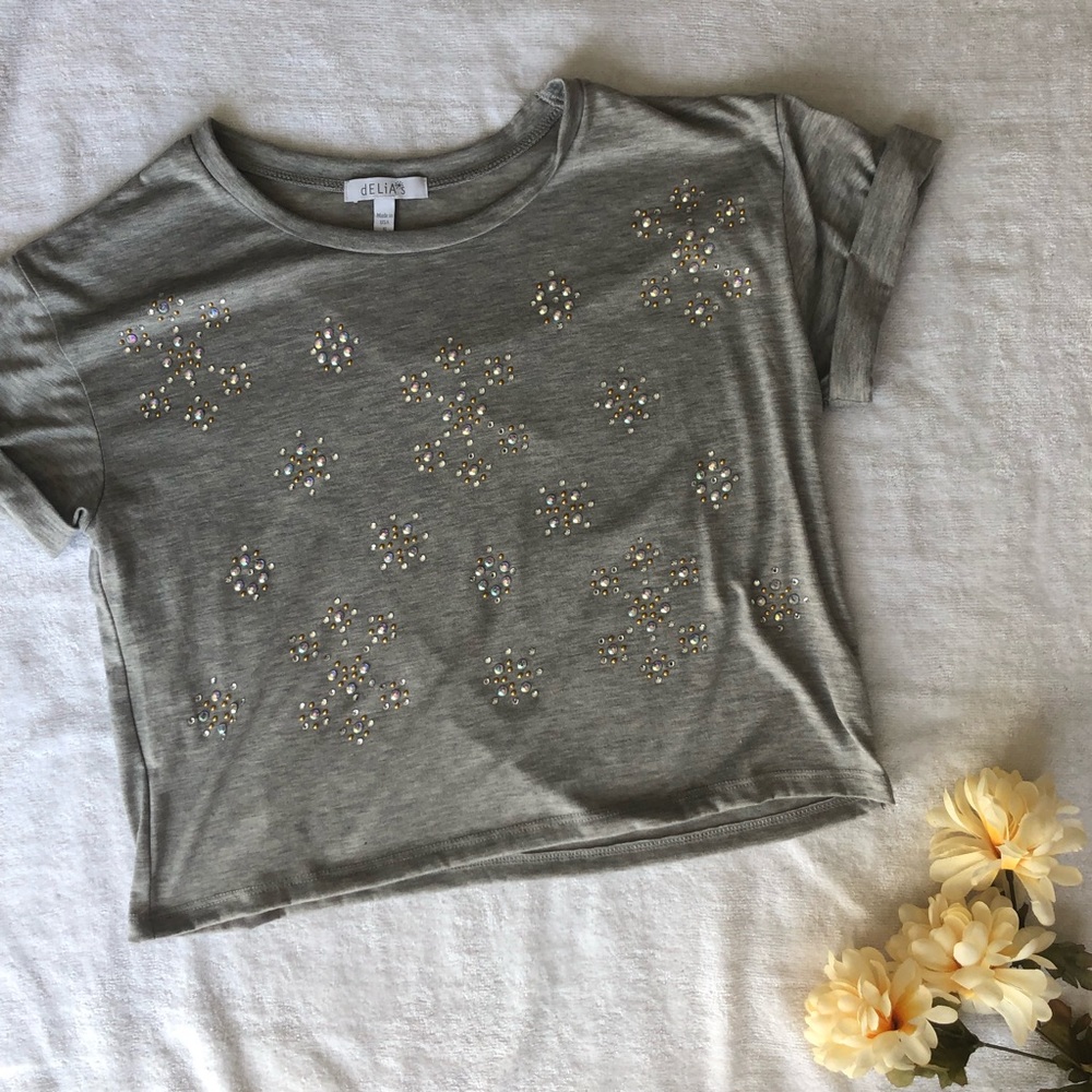 Rhinestoned Snowflake Crop Top